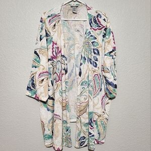 Catherines Open Front Cardigan Kimono floral colorful 4X plus size beach